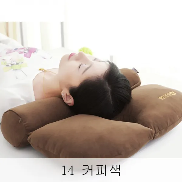 뉴타임즈9 기능성 경추베개 베개 경추목 보호용 목등뼈 침상 보수용 경추수면 전용 안마기 곡도 바로잡고 침대 윗목베개 교정 XT06 A22, 14 커피색