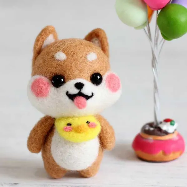 시바견 강아지 펠트 뽀송이 핸드메이드 애니메이션 제작 DIY 커플 경마 재료, baby 시바견 _ 포말 _3바늘