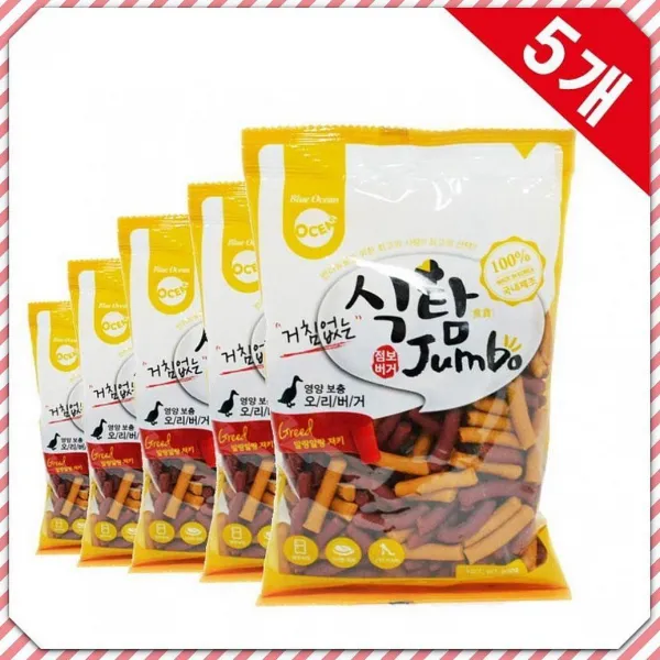 차이나차차 강아지 간식 식탐 점보 오리 200g X5 져키 트릿 1