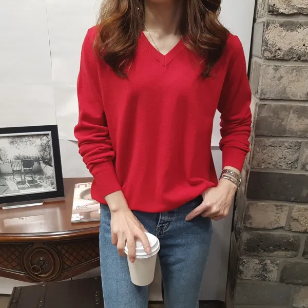 상상그이상 여성용 촉감왕 기본 브이넥 캐시미어 니트
