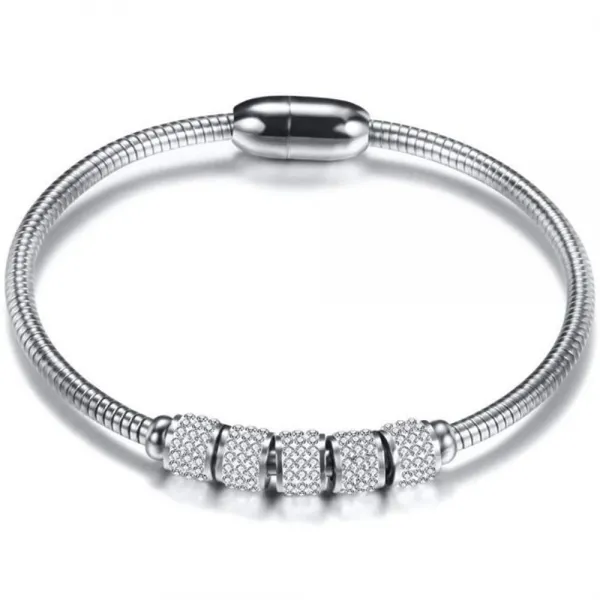 Jude Jewelers 주드 보석상 스테인리스 입방 지르콘 자석 뱀 사슬 팔찌