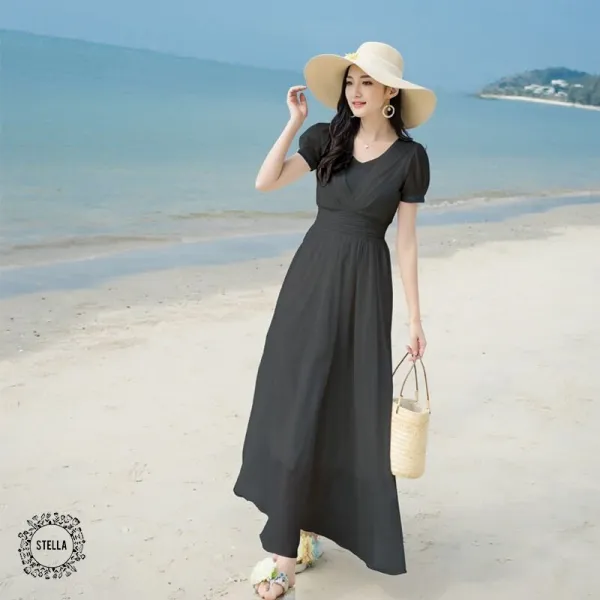 여성바캉스원피스 휴양지 여름신상반팔원피스 롱원피스 꽃무늬원피스 쉬폰원피스 비치웨어빅사이즈s13