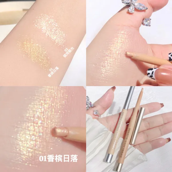 아이라이너귀여운 메이크업 밝은 입체 피부색을 밝게 패션 아름다운 유럽과 미국 메이크업 탈색이 쉽지 않음 에어 리프트 색상 변환 소유하다 기질 완벽한 눈A, 1 건, 01#샴페인일몰