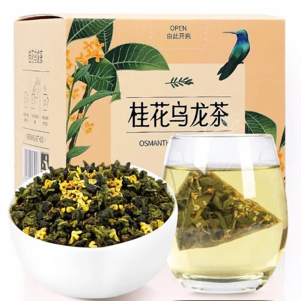 [두 번 째 50% 할인] 입상 계 화 우롱차 삼각 가방 찻잎 원 엽차 봉지 화 초 차 조미료 차 12 팩 / 박스, 상세페이지 참조