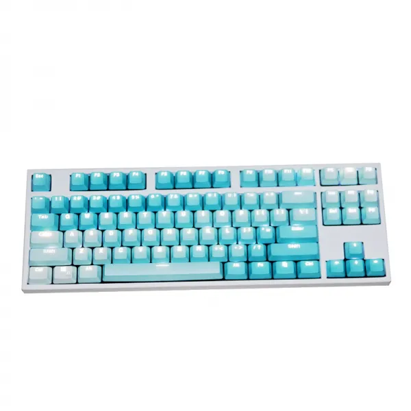 PBT 키보드 레인보우 그라데이션 키캡 87 104 108키 자판, 87 키 프로스트 블루 + 공식 표준