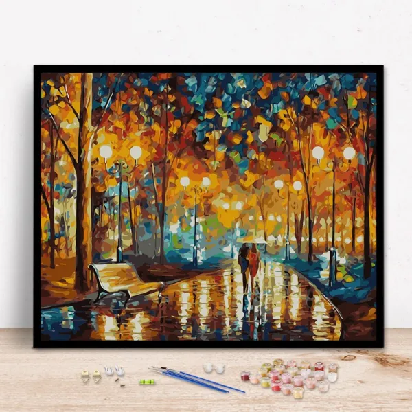 숫자 유화 diy 풍경 탐미 고풍 야경 공명등 손그림 패딩 도색 채화 화등초상, 라이트그린 324줄곧 있는 너를 컬러 화판 거치대 안료 화필 헴라인