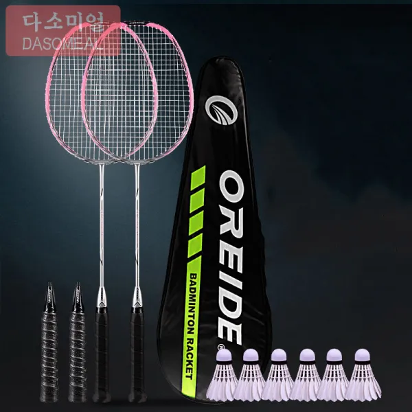 [해외 직송]다소미얼 배드민턴 라켓 올레드 배드민턴 라켓 탄소탄고탄복식 내타용 초보자 성인학생슈트 초경량 XZ33 A25, 06 핑크 X300