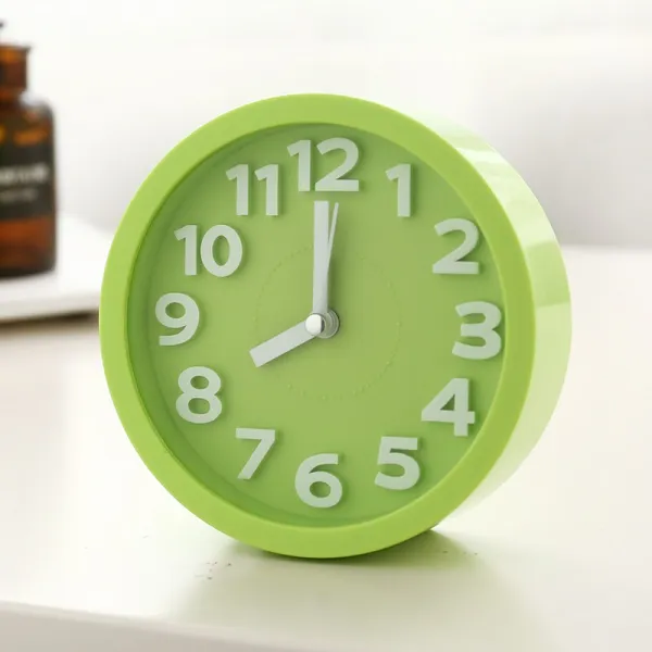 휴대용 학생 아이디어 기상 알람 여고생 귀여운 침실 테이블 시계 어린이 잠자는 게을러서 난리법석Z, 둥 근 녹색