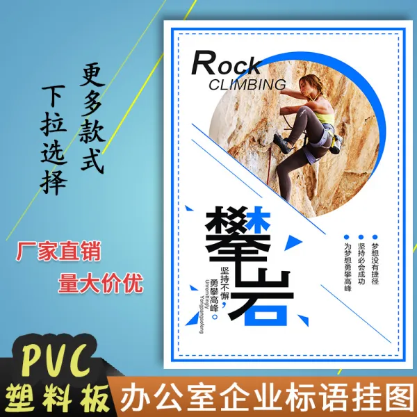 사무실 슬로건 괘도 기업 문화다 홍보함 벽 격려함 종업원 포스터 노력함 단결 블로킹 박 돌파함 자아 유지함 용감히 앞으로, 60x80cm, QYBY5-31 등반로프 （PVC 플