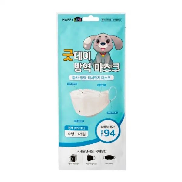 굿데이 황사방역마스크 소형 화이트 피부저자극 국산4중필터 국산부자재 국내생산 KF94 의약외품 식약처허가 개별포장 50매 당일 무료배송, 굿데이 소형 화이트(50매) 1EA