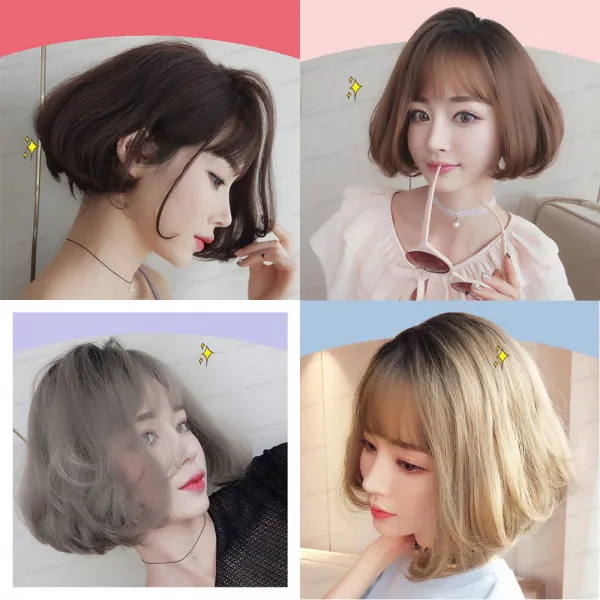 여성 패션 가발 단발 머리 보브컷 통가발 칠월의황후, 네츄럴블론드