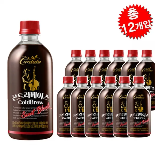 롯데칠성음료 칸타타 콘트라베이스 콜드브루 스위트블랙, 500ml, 12개