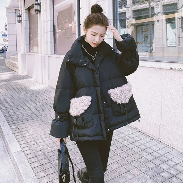 KORELAN 짧은 키 작은 면복 면복 겨울 헐렁하다