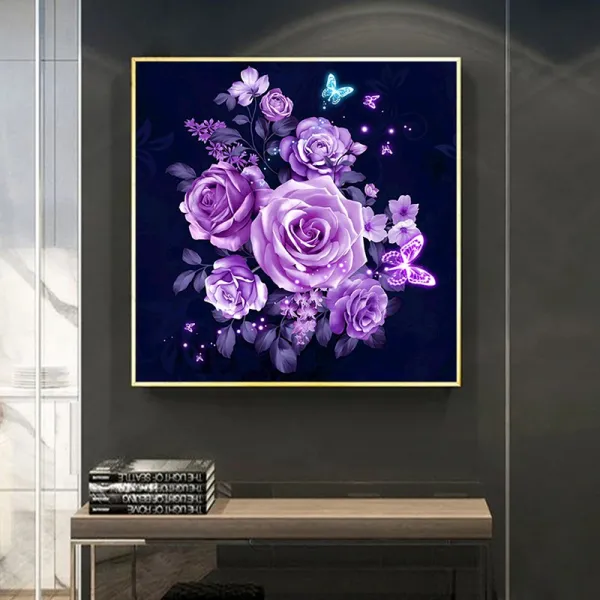 가온나래 화려한 장미 예쁜 나비 전체보석십자수 집에서취미, 60x60cm