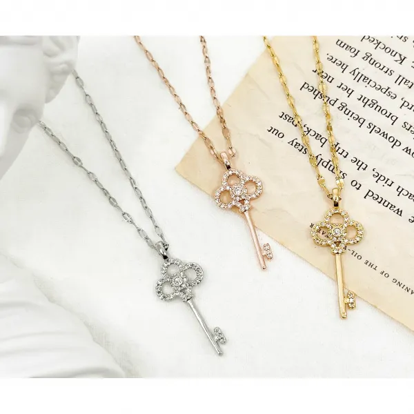 Redblack [써지컬스틸] 열쇠 큐빅 목걸이