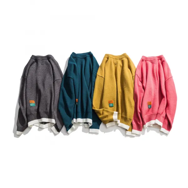 FP 토끼털 속싸보 원단 촉감이 부드럽고 편안한 화이트 남침스웨터를 두껍게 짜다