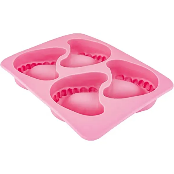 상당히 이상한 신속한 스마일 치아 모양의 얼음 트레이 금형 치과 의사 또는 노인을위한 완벽한 개그 또는 백색 코끼리 선물 4 큐브 한 사이즈 핑크, 본상품