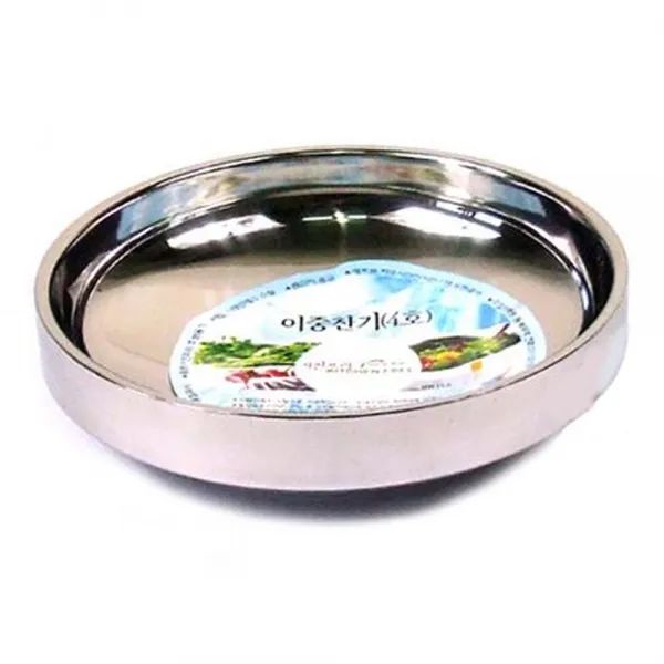 142 꿈동산 / 스텐 이중구조찬기 4호 15.5cm 스테인레스그릇 스텐그릇 스뎅반찬접시 스테인리스접시 일반접시