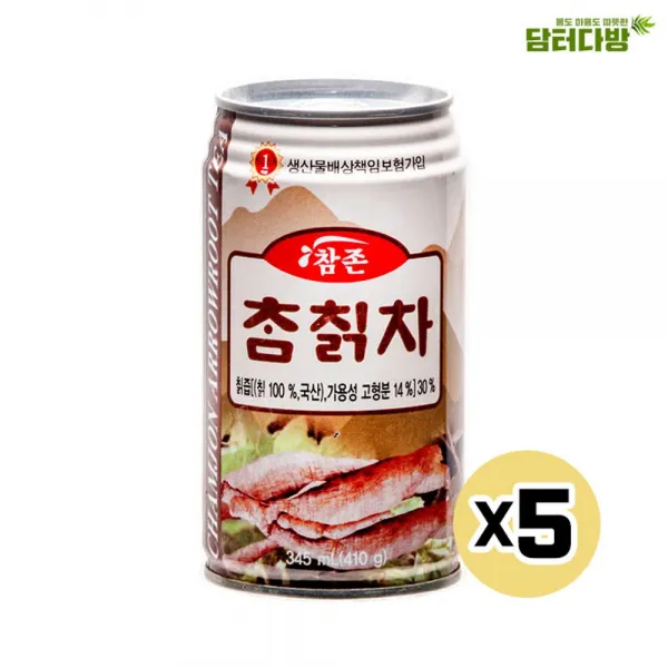 [AQH_5298935] 참존식품 칡차(칡즙) 캔 345ml X5 마분말차 고급마차 고형분마차 선물용마차 간편마차, 단일상품, 단일상품