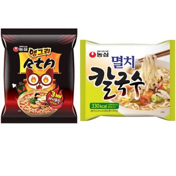 농심 앵그리 너구리 RTA멀티(5입) 1팩 + 멸치 칼국수 멀티(5입) 총10봉, 10개