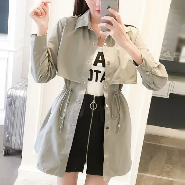 모리아 봄 가을 여성 트렌치 코트 QU