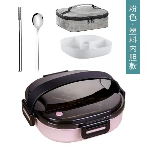보냉도시락 칸막이 간편 겨울도시락 PUMS, D.핑크[PP속담]수저+보온팩