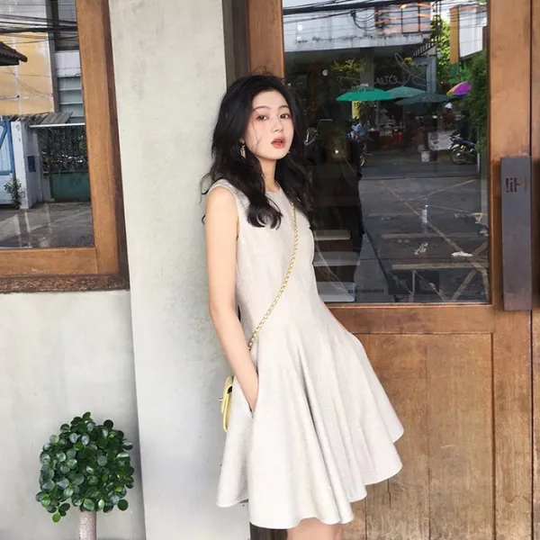 블랙바바 여성 라운드넥 미니 밴딩원프스a19052931