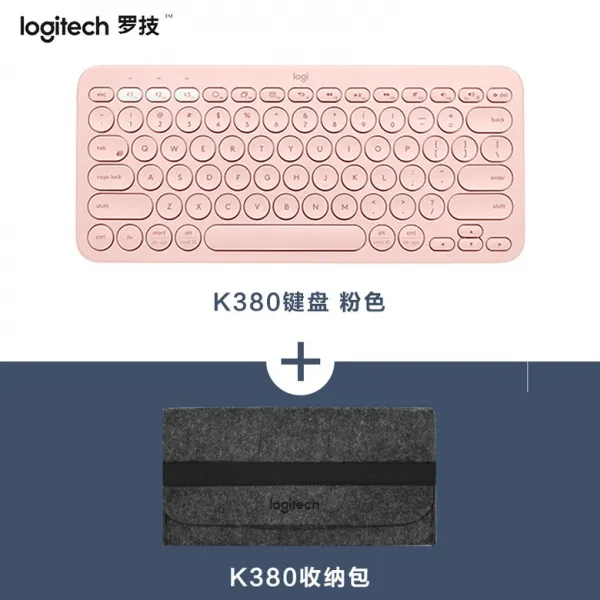 로지텍 K380 K480 자택 재택 근무 블루투스 키보드 무선 핑크, 공식 표준, K380 핑크 + 보관 백