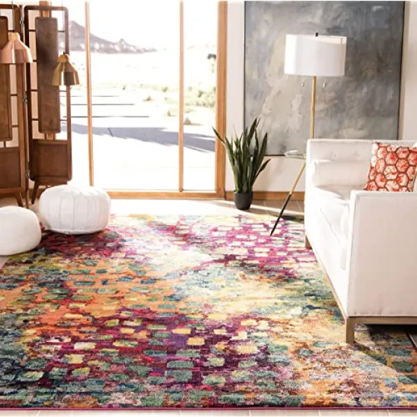 모나코 컬렉션 Mnc225d 현대적인 추상 수채화 핑크와 다각적 인 고통 지 6 Feet 7 Inch X 9 Feet 2 Inch Rectangular Pink／multi 본상품