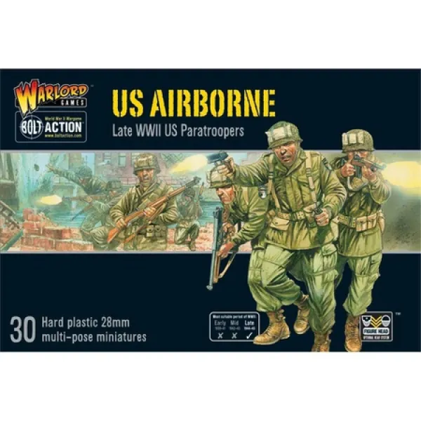 warlord bolt action 미국 공수 낙하산 병 1:56 wwii 군 wargaming 피규어 플라스틱 모형 장비 PROD200000, One Color