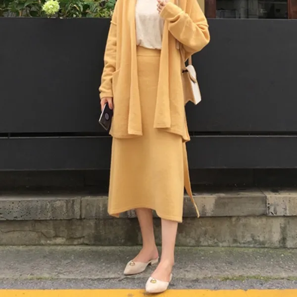 제이에스컴퍼니 Asm 가을 타입 긴 소매 박시코트 니트 여성의류