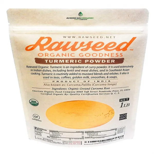 Rawseed Organic Turmeric Powder 1 lb Bag 1 Pack Product of India Rawseed 유기 심황 분말 453.6g 부대 1 팩 인도의