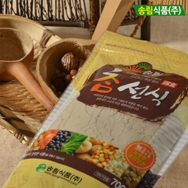 송림식품 선식 700g 현미 검은콩 흑미 쌀눈 검은깨 산마 케일 멸치 등 27가지 곡물 단백질 식이섬유 미숫가루 간편한 아침 식사 대용 균형잡힌 한끼 직장인 아기 어르신 아이들 수험생 온가족 영양간식 쉐이크 고소한맛 건강식, 1봉