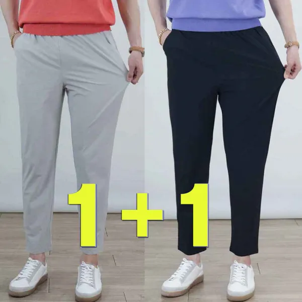 로코비전 [1+1] 빅사이즈 냉장고 바지 여름 아이스 스판 밴딩 남자 슬랙스 25~43인치