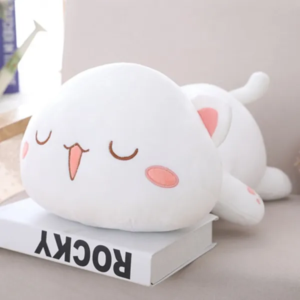 포근하고 말랑말랑한 안고자는 작은 고양이 동물 인형 모찌모찌꿀잠쿠션, 30cm, 화이트(눈인사)