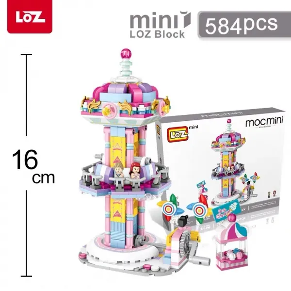 LOZ 놀이공원 미니블럭 나노블럭 키덜트 수집 취미 바이킹 회전목마, 06.자이로드롭