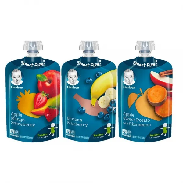 Gerber 거버 과일 퓨레 모음 Assorted Fruit Toddler Pouch Variety Pack 3.5oz(99g) 18팩, 1