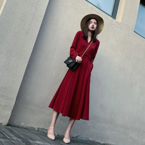 가나다몰 겨울 브이넥 플레어 롱원피스bwto275