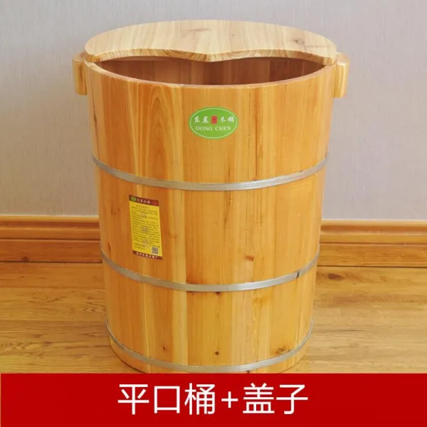 다기 능 찜 통 45cm 높 은 수심 통 목욕 물 담 그 발 높 은 통 높이 나무통 과 무릎 욕 족 여자 45 평 구통 + 뚜껑, 상세페이지 참조