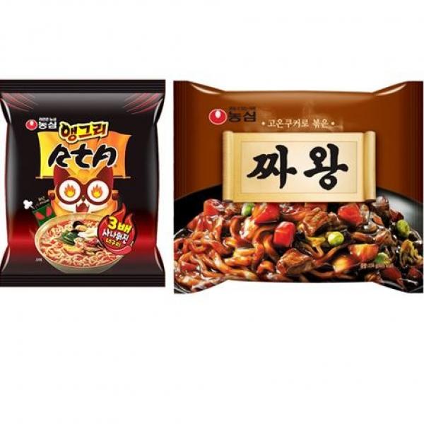 농심 앵그리 너구리 RTA 멀티(5입) 1팩 + 짜왕 멀티(4입) 총9봉, 9개