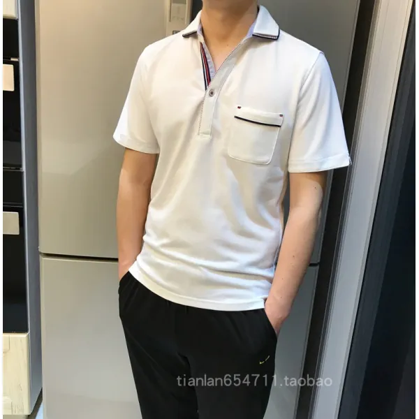 캐주얼남자티셔츠 한정형 수출함 판매를 전환하다 비지니스 캐쥬얼 멋진 얇은 카라넥 반팔 맨티셔츠 봄 여름 4922085246