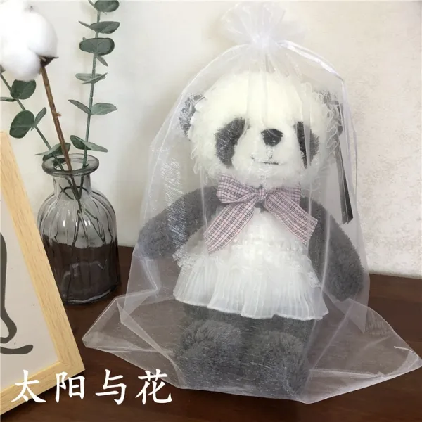 INS 큐트 소녀마음 맹물 돼지 곰돌이 고양이 털 피규어 봉제인형 여성, 35 센치, 레이스 플캉캉스커트 망사형 팬더