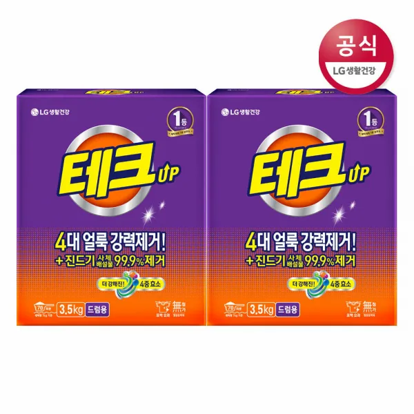 [신세계TV쇼핑]LG생활건강 테크 분말세제 드럼 카톤 3.5kg x2개, 1