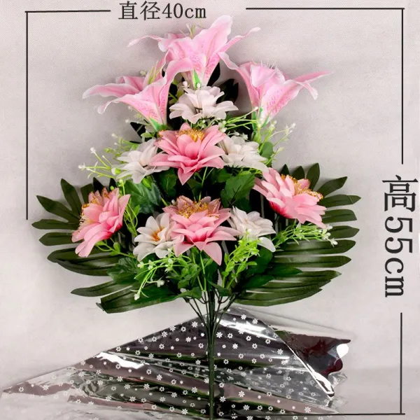 청명절에 조상에게 제사를 지내다 라이크 국화꽃 빔 채화 공원묘지 앞 진열함 놓다 인조 기예 핑크 맑다 국화