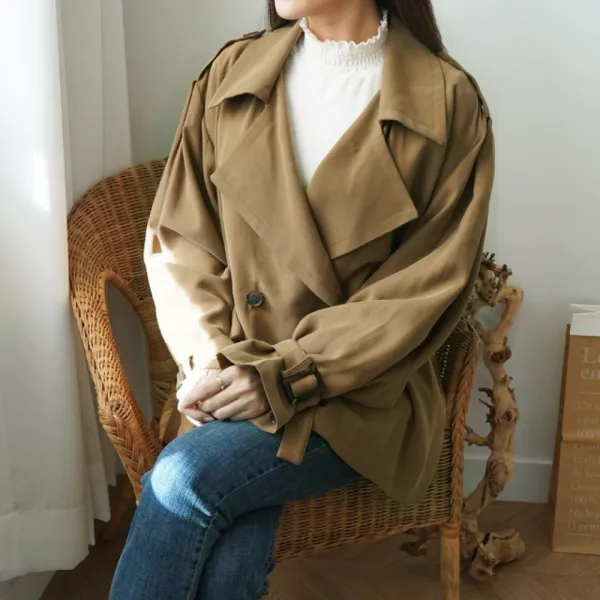 겟잇미 / 더블단추 뒷날개 와이드소매 트렌치코트