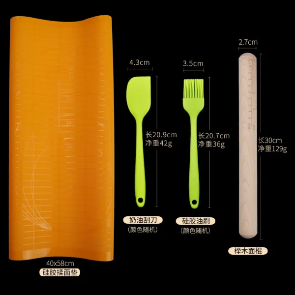 아가 페 니 아 밀가루 반죽 패 널 특대 호 실리콘 커버 반죽 면 매트 식품 급 + 대 판 매트 밀 면 과 면 매트 내 고온 대역 각 도 베 이 킹 도구 느티나무 빵 4 종 세트 405.8cm 지구 패드 오렌지, 상세페이지 참조