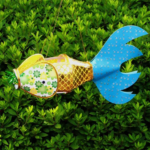 매우 칭찬함 핸드메이드 춘절 원소절 새해 재료 가방 알프스프라자축하화환 숙제 손수 어항등 우리 제작 D 엘로 비늘 푸른꽃 주둥아리 눈 블루