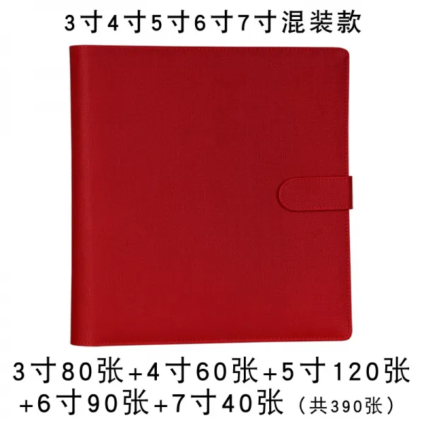 사진첩 본 6인치 삽화식 5인치 7인치 과소 성형함 사진 홈 기념 책자 심플 복고풍 대용량, 34567 인치 혼재 390장 -통큰