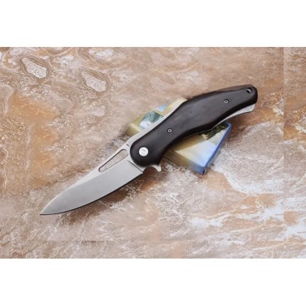 D2 강철 날카로운 베어링 접이식 칼 안티 높이 경도 접이식 칼 야외 생존 특수 전투 휴대용 전술 독일 군, 단일옵션, 도박꾼, 흑단나무 손잡이