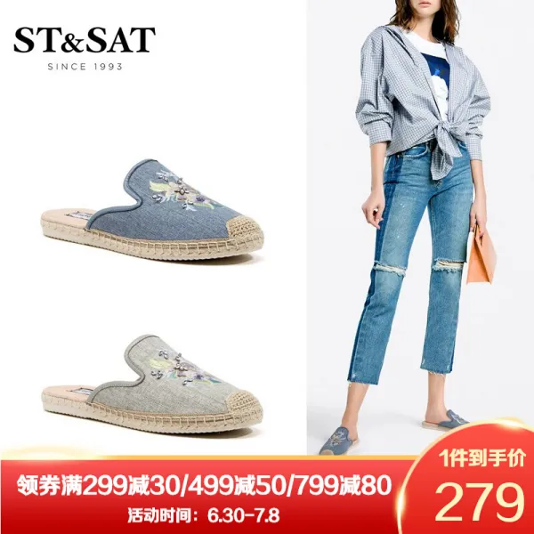 토요일 (S & SAT) 봄 여름 전문 점 에서 슬리퍼 를 신고 어부 의 신발 을 신 을 수 있 습 니 다 SS9111080 블 루 37